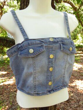Dylan Ryan NYC Womens XL Denim Summer strappy Top
